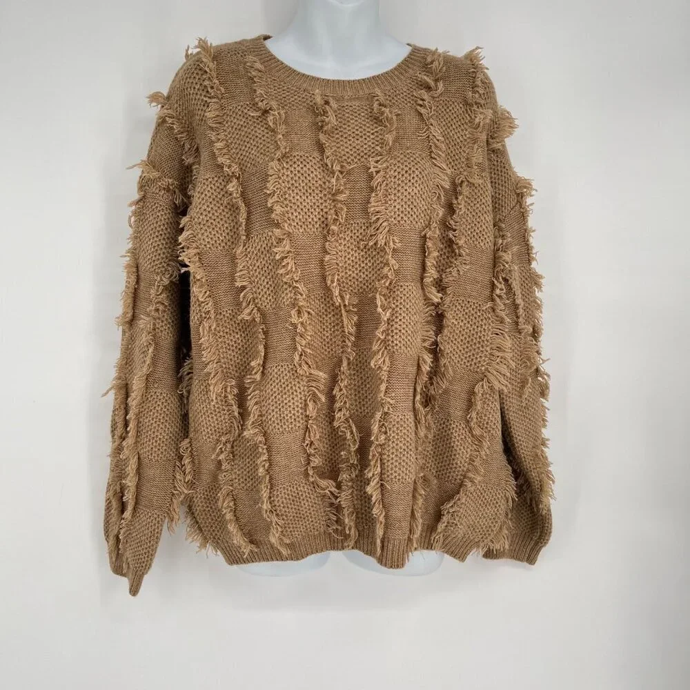 Fringed‎ Chunky Knit Sweater Mainstrip Size Oversized Small